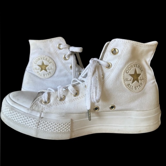 Converse Chuck Taylor All-Star ladies platform high tops white good condition  7 - Picture 1 of 7